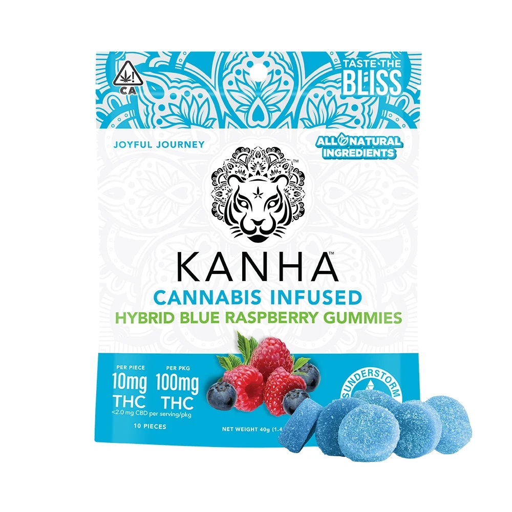 Kanha-Gummies-Blue-Raspberry-Hybrid-1.jpg Kanha Gummies Blue Raspberry – Hybrid (100mg) - Image 1